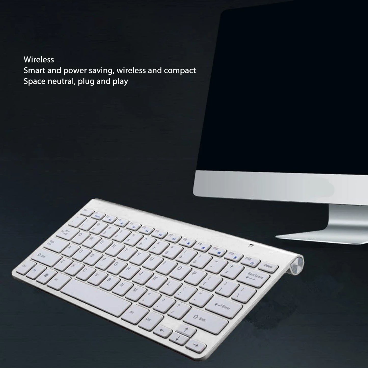 Slim Wireless Keyboard and Mouse Combo – Portable Silent Power-Saving Kit with LED Indicator for Home
