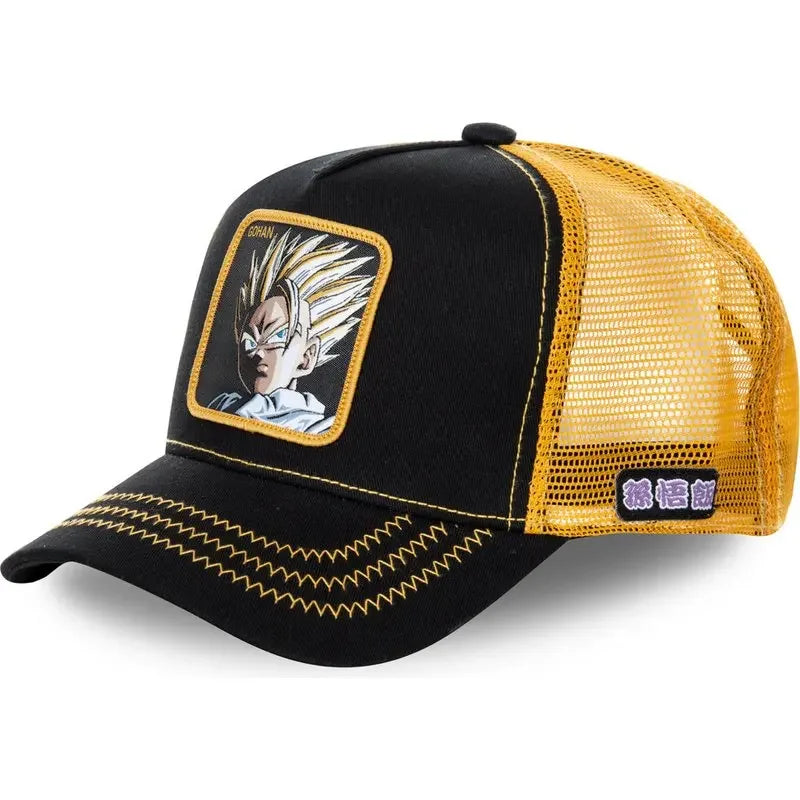 Dragon Ball Son Goku Trucker Cap - Embroidered Adjustable Mesh Sun Visor Hat for Men Summer Travel