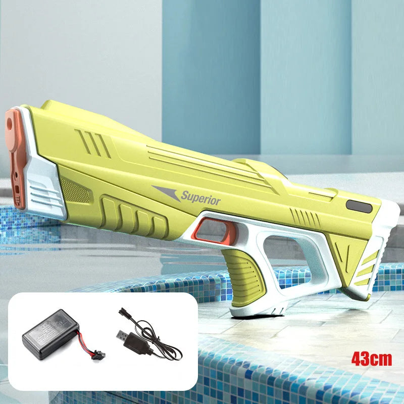 43cm Full Electric Automatic Water Gun – Portable Summer Beach Toy for Boys, Outdoor Fight Game
