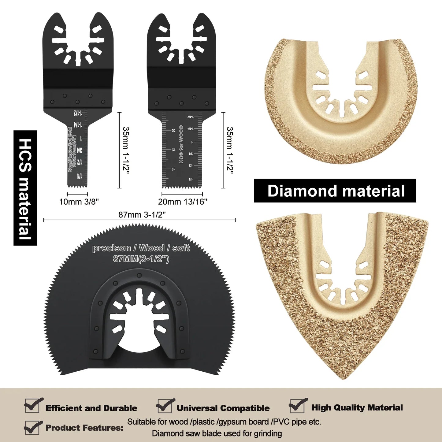 Tooth Oscillating Saw Blade Kit - 10-39PCS Carbide Multitool Blades for Wood PVC & Metal Cutting