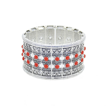 Gypsy Boho Tibetan Turquoise Bracelet for Women & Men – Vintage Elastic Ethnic Bangle Jewelry