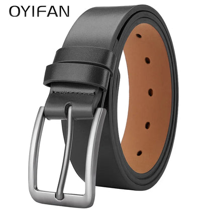Men's PU Leather Belt with Alloy Pin Square Buckle - Fashionable Business and Leisure Belts in Black, Coffee Brown for Jeans