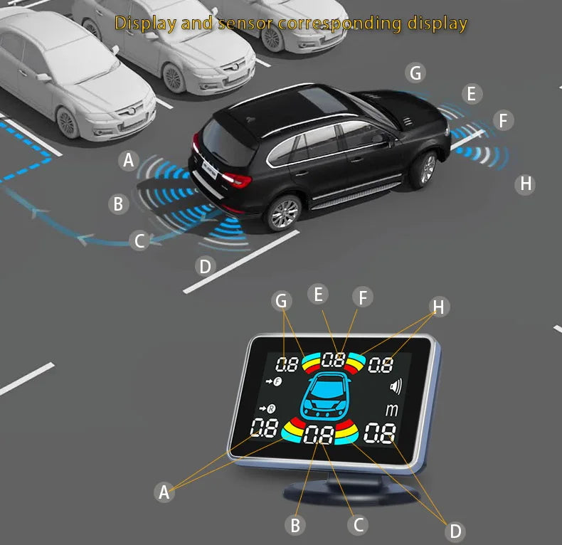 8-Channel Car Parking Sensor – Parktronic Reverse Backup Radar, Rear Auto Detector with Buzzer Assistance Kit