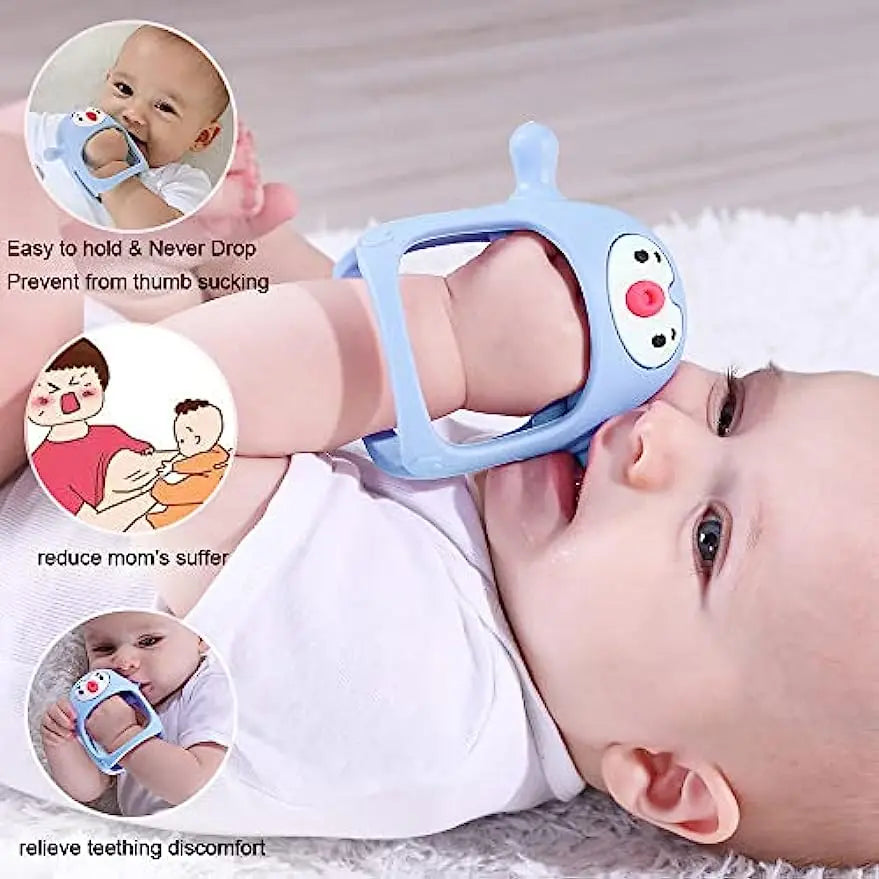Silicone Teething Toys : Never-Drop Design for Babies - Hand Teether Pacifiers & Breastfeeding Aid
