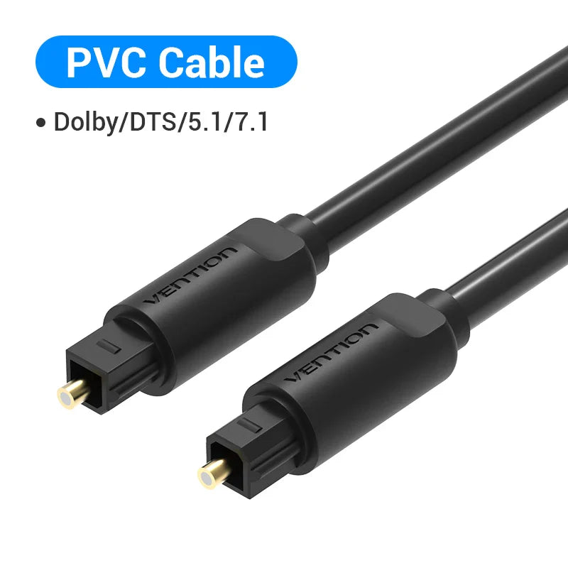 Vention Digital Optical Audio Cable – Toslink SPDIF Coaxial, 1m/2m for Amplifiers, Blu-ray, Xbox 360, PS4, Soundbar, Fiber Cable