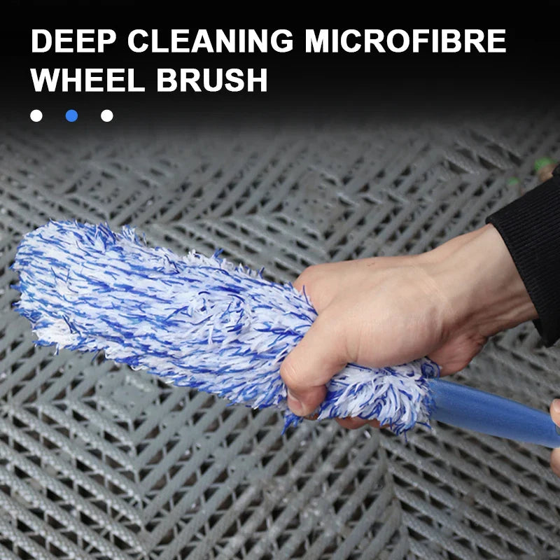 SEAMETAL Car Wheel & Tire Cleaning Brush – Portable Plush Hub Brush for Car Detailing and Dust Removal