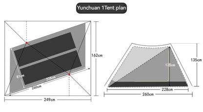 ASTA GEAR Yun Chuan 15D Nylon Ultralight Tent – Double-Sided Silicon-Coated, Rodless Pyramid Design for Camping & Hiking