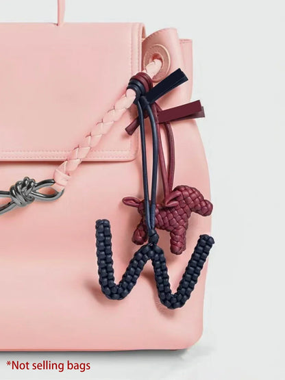 Woven Leather Letter Bag Charm – Luxury Handwoven Pendant Ornament for Women’s Handbags, Fashionable Bag Decoration Accessory