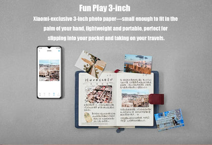 Original Xiaomi ZINK Pocket Printer Paper — 50 Self-Adhesive 3-Inch Sheets for Xiaomi Mini Photo Printer