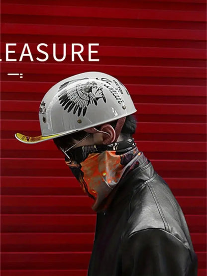 Retro Motorcycle Helmet for Men – Half Face Moto Helmet with Baseball Cap Design, DOT Certified Cycling Capacete De Moto