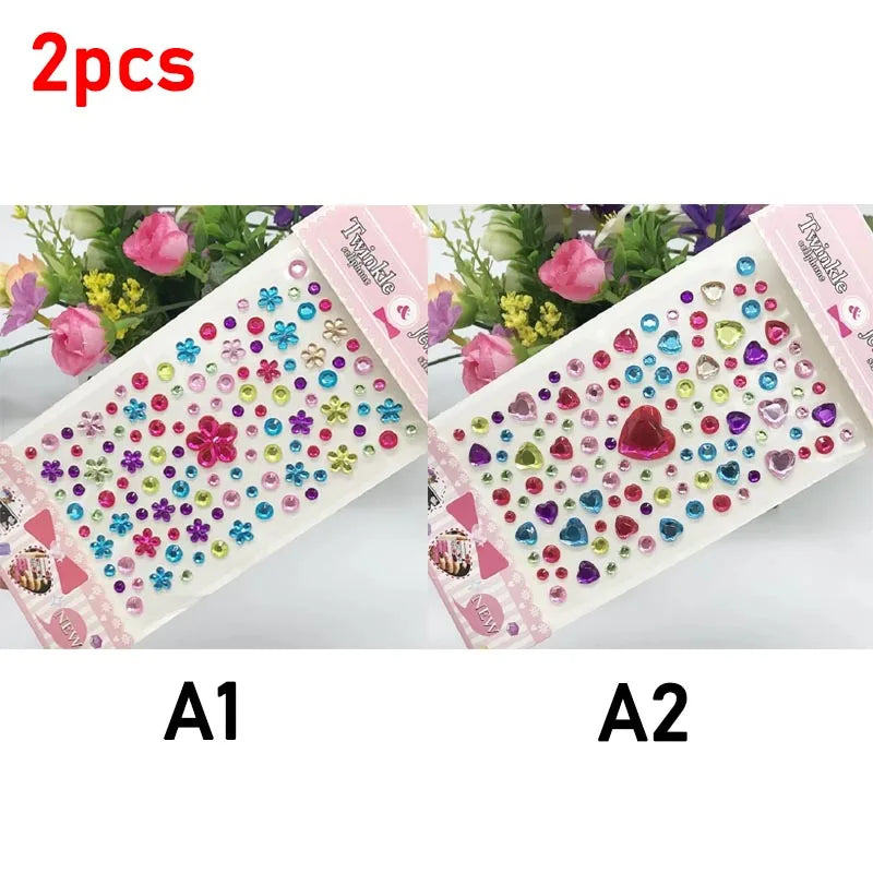 Glitter Face Rhinestone Stickers - Kids Eye & Face Diamond Jewels for Festival Makeup, Parties & Creative Looks