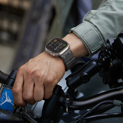 Sport Silicone & Stainless Steel Strap for Apple Watch — Fits Ultra 2 & Series 10/9/8/7/SE (44–49mm)