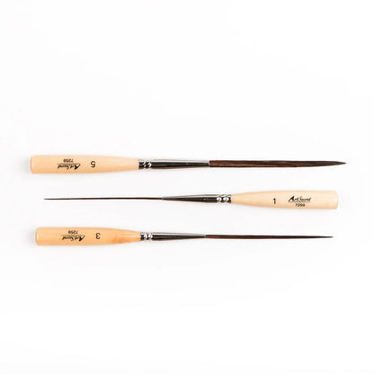 Artsecret Long Liner Detail Brushes – Premium Cattle Ear Hair Watercolor & Nail Art Striping Pens (0.8, 1.2, 2.8mm)