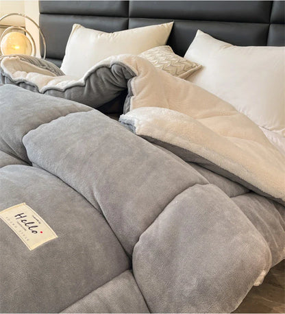 Thick Milk Fleece Winter Blanket – Warm Artificial Lamb Cashmere Weighted Comforter for Bed