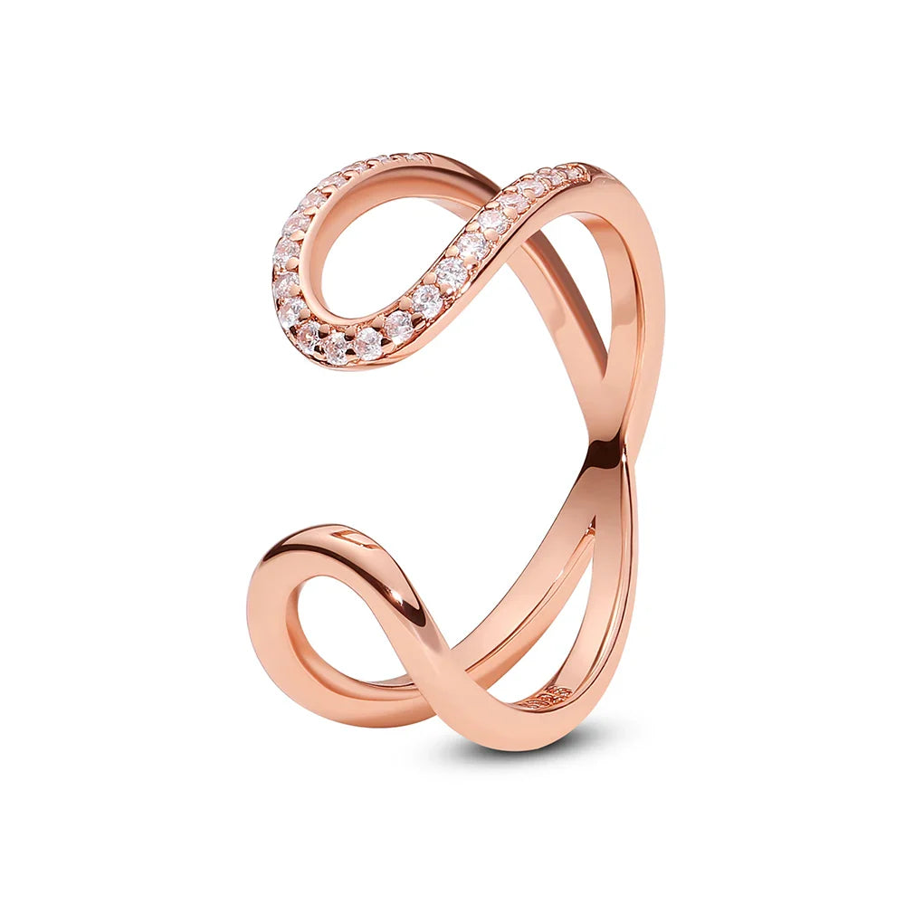 925 Sterling Silver Women’s Ring – Crown, Heart & Wishbone Design with Crystal, Rose Gold Engagement & Wedding Jewelry