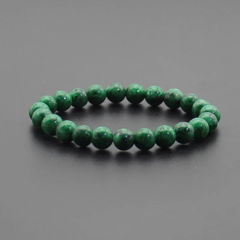 8mm Natural Stone Beaded Bracelet - Black Onyx Lava Tiger Eye Agate Quartz Chakra Yoga Energy Jewelry for Men & Women