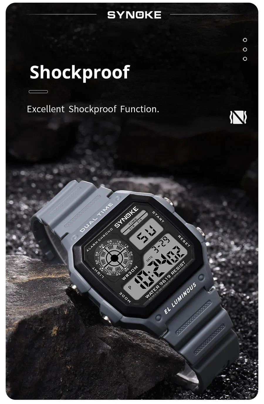 SYNOKE Men's Military Digital Sports Watch – Waterproof Luminous Chronograph Electronic Wristwatch