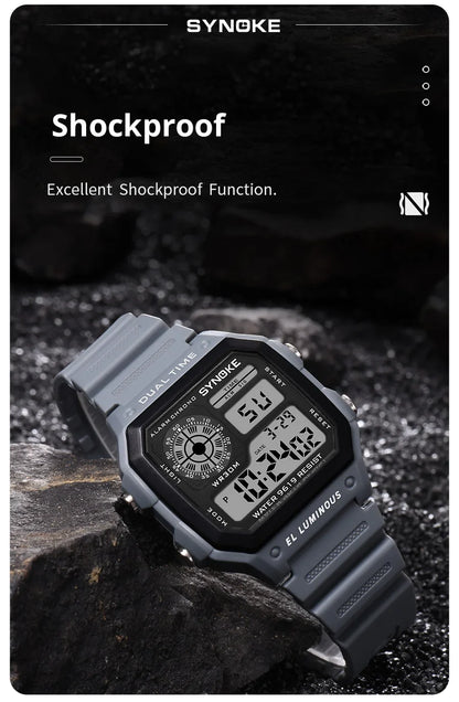 SYNOKE Men's Military Digital Sports Watch – Waterproof Luminous Chronograph Electronic Wristwatch