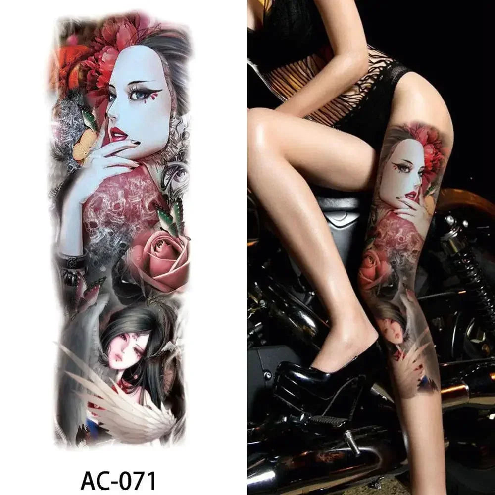 16 Designs Full Arm Temporary Tattoo Sleeves - Waterproof Body Art Stickers for Men & Women Fashion Style