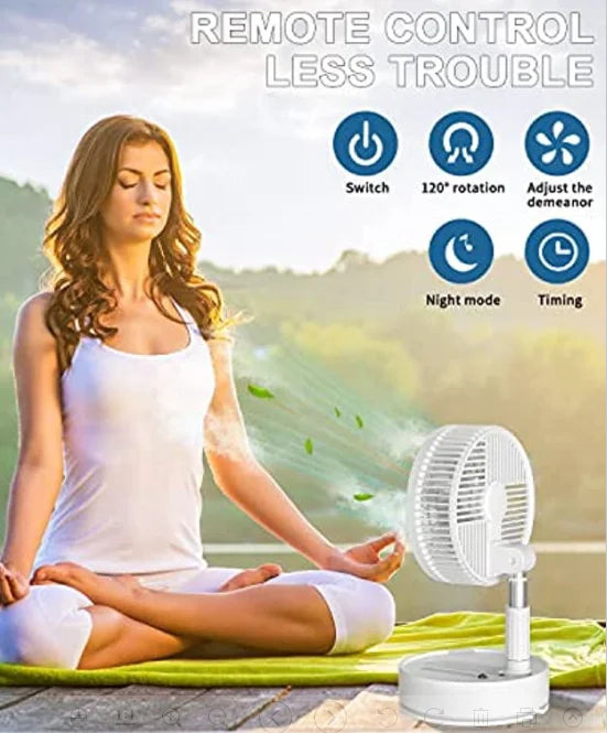 Portable 6-Inch Stand Fan | Folding Telescopic Floor/USB | Rechargeable Battery | 3 Speeds, Super Quiet, Adjustable Height