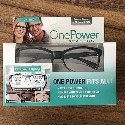 Adjustable Multifocal Reading Glasses – Auto Adjusting One-Power Optic Readers, Diopter Range 0.5 to 2.75