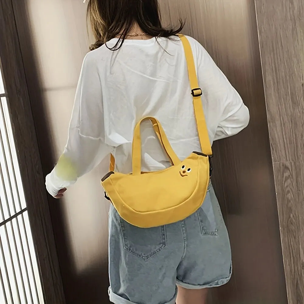 Cartoon Women's Crossbody Bag: Fashionable and Versatile Banana Shoulder Bag - Hand-held Canvas Women's Bag