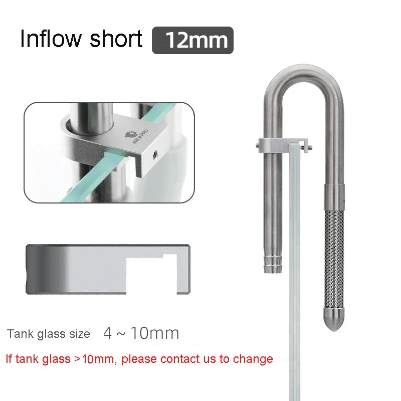 AQUAPRO Mini Stainless Steel Skimmer – Inlet & Outlet Pipes for Aquarium Fish Tanks, Filtro Accessories
