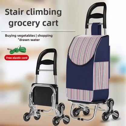 Foldable Outdoor Shopping Cart - Waterproof Large Capacity Utility Cart with Stair-Climbing Wheels