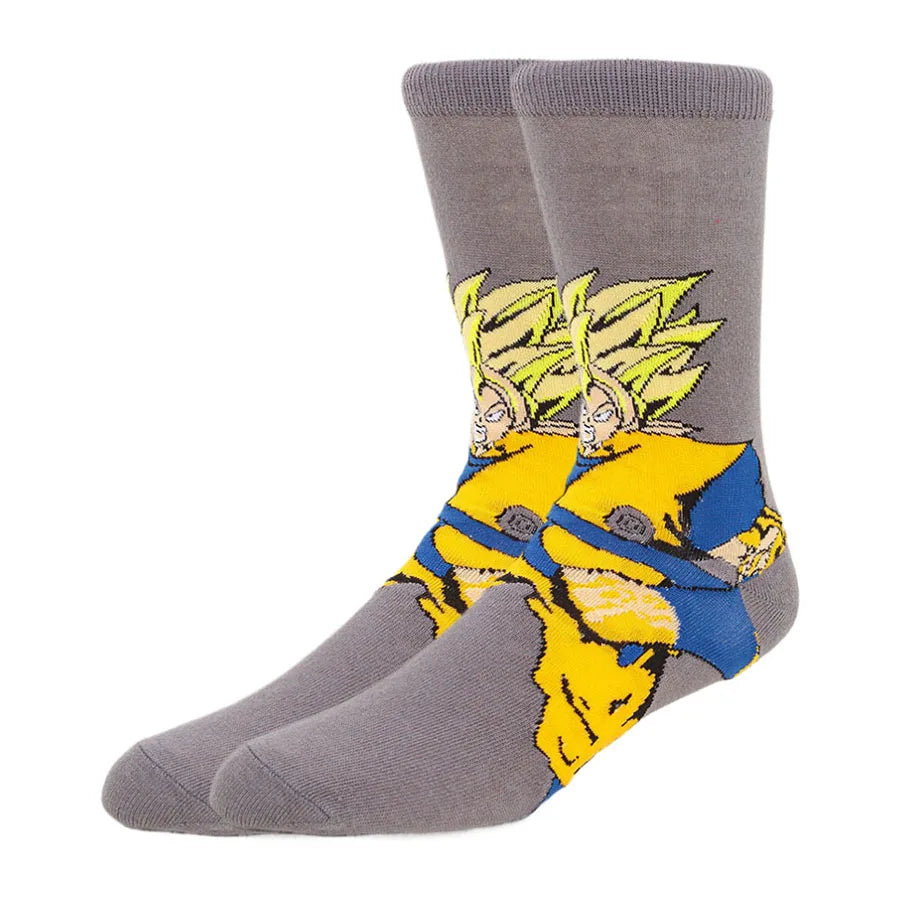 5 Pairs BANDAI Dragon Ball Anime Socks – Unisex Hip Hop Street Style Crew Socks for Men & Women