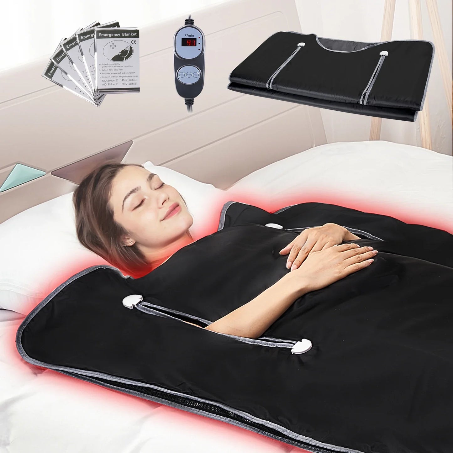 VEVOR Portable Sauna Blanket – Far Infrared Detox & Relaxation with Adjustable Temperature & Timer