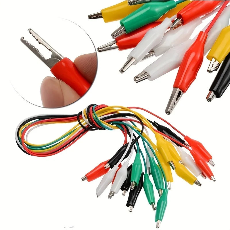 1Set/10PCS Alligator Clips – Double-Ended Crocodile Clips for Electrical DIY Test Leads, 46CM Jumper Wire Test Clips