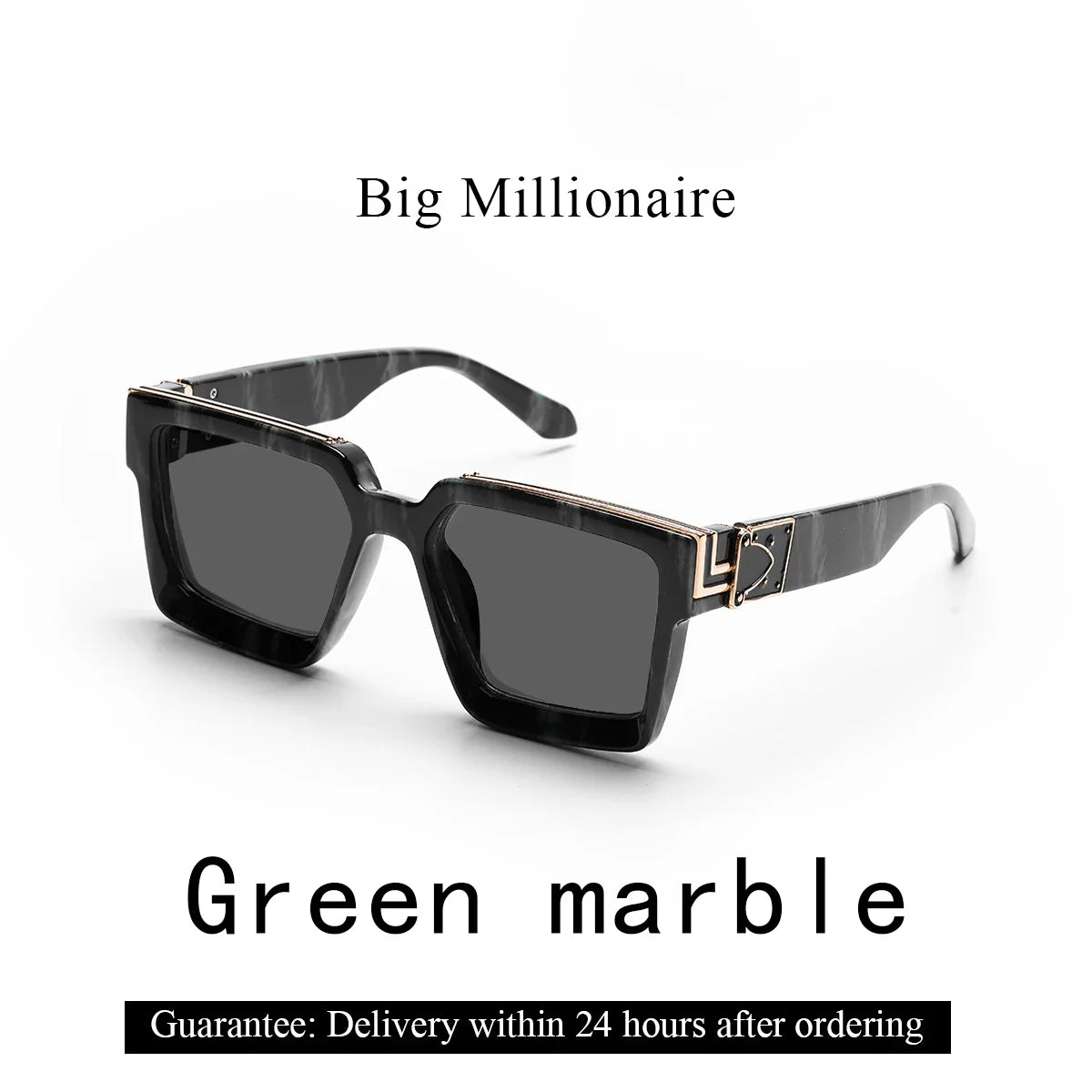 Ruiao Retro Black Millionaire Sunglasses – Luxury Square Designer Shades for Men & Women (2024)