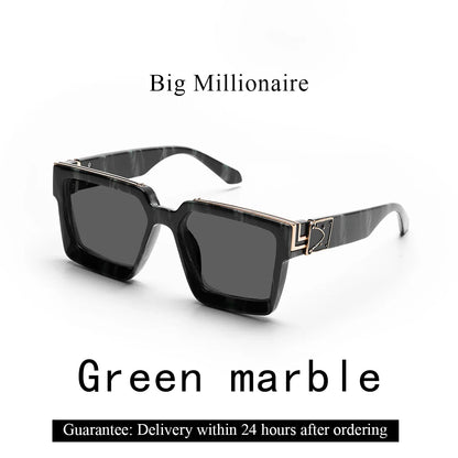 Ruiao Retro Black Millionaire Sunglasses – Luxury Square Designer Shades for Men & Women (2024)
