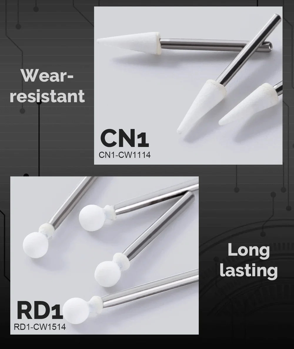 AZDENT White Stone Polishing Burs Kit – Flame, Cone & Round Shapes for Porcelain, Enamel & Composite Resin
