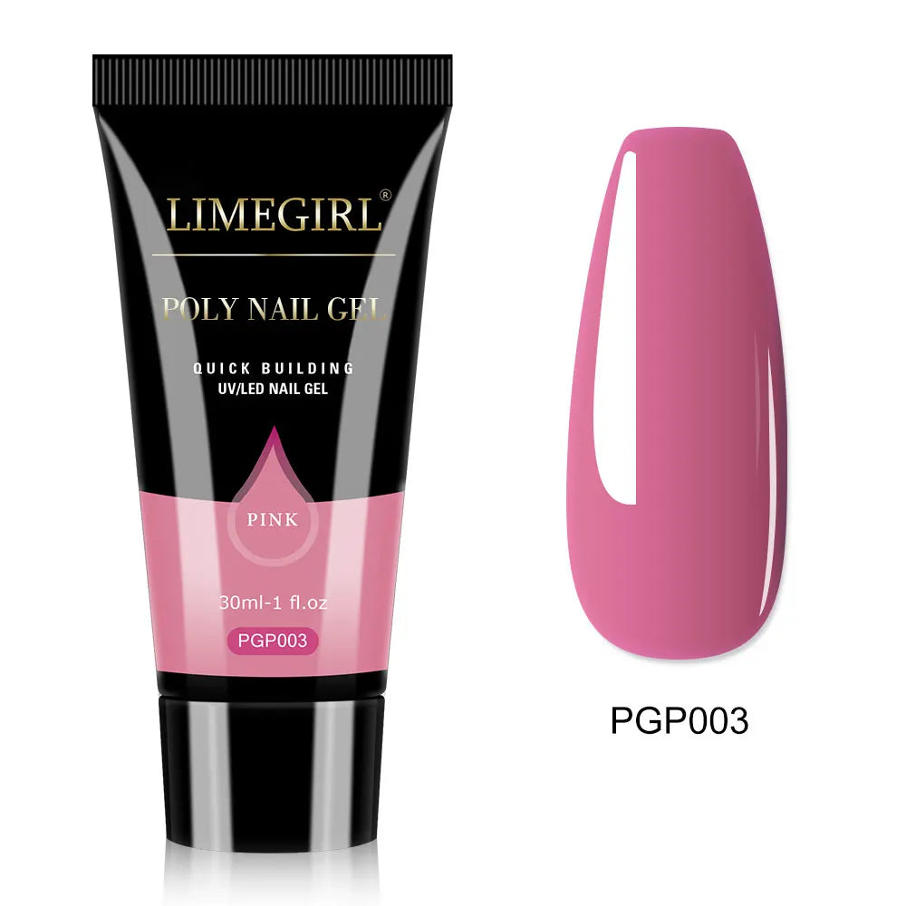 LIMEGIRL 30ml Nail Extension Gel – Glitter Soak-Off Acrylic UV Poly Gel for Quick Nail Build & Manicure