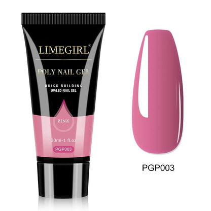 LIMEGIRL 30ml Nail Extension Gel – Glitter Soak-Off Acrylic UV Poly Gel for Quick Nail Build & Manicure
