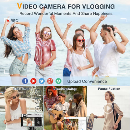 4K Digital Camera with Auto Focus – 48MP Vlogging Camera for YouTube, Anti-Shake Video, Viewfinder, Flash & 16X Zoom