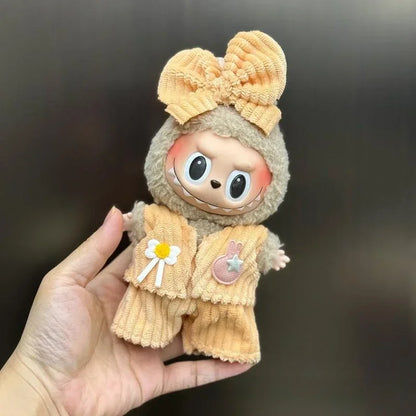 Mini Plush Doll Clothes Set – Kpop EXO Labubu Idol Overalls Outfit for 15-17cm Dolls, Clothing Gift