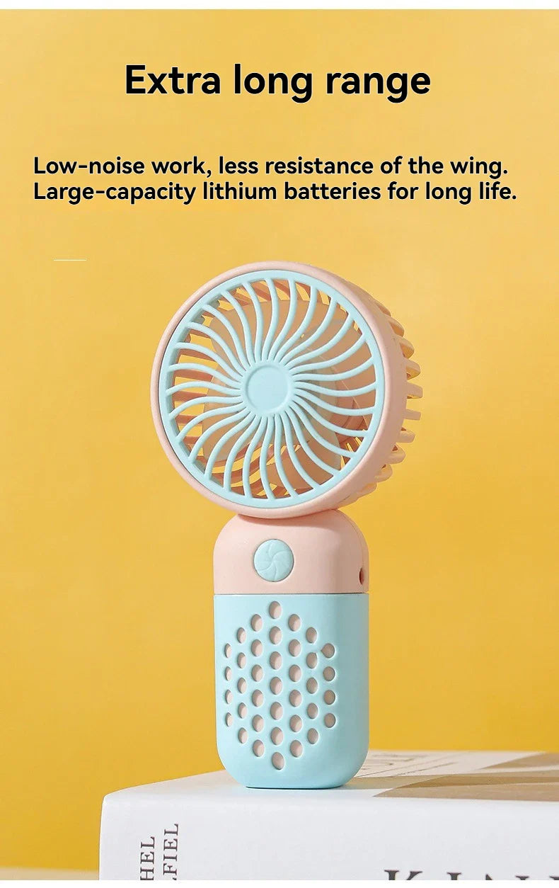 Mini Cartoon USB Handheld Fan – Portable Pocket-Sized Charging Fan for Home, Office, Outdoor & Student Dorm Use