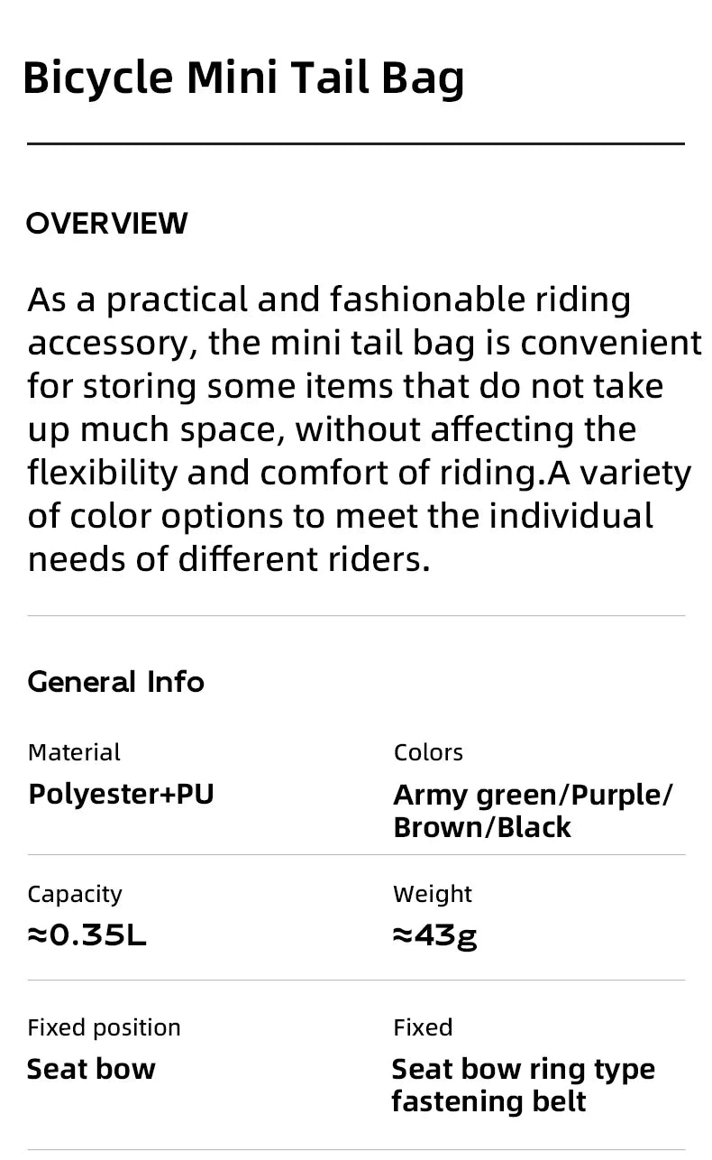 ROCKBROS Mini Bicycle Saddle Bag – Lightweight 0.35L Portable Multi-Function Cycling Handbag & Bike Accessory
