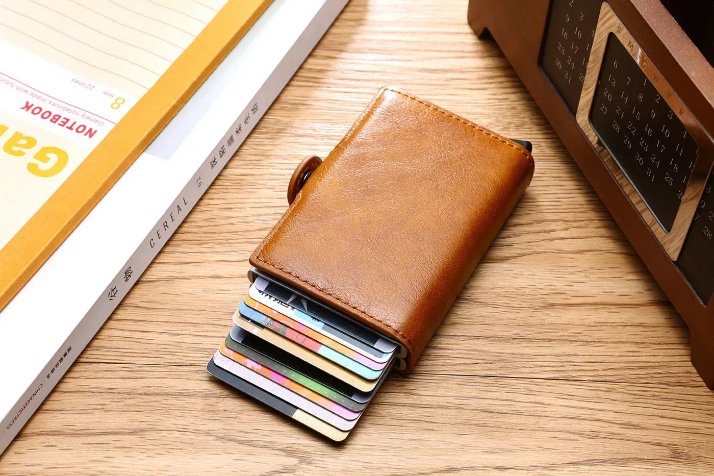 RFID Carbon Fiber Slim Wallet for Men – Mini Card Holder with 14 Slots, Small Money Bag Purse