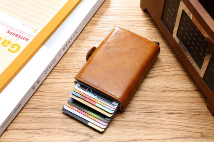 RFID Carbon Fiber Slim Wallet for Men – Mini Card Holder with 14 Slots, Small Money Bag Purse