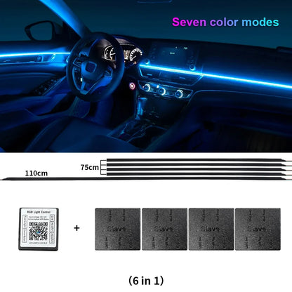 14/18 in 1 RGB LED Car Ambient Light - Acrylic APP Controlled Interior Atmosphere Lamp Kit with 64/213 Colors for One & Dual Zone Lighting