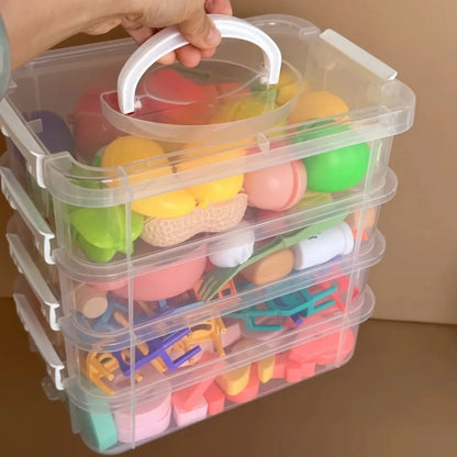 4-Layer Stackable Transparent Organizer Box – Multi-Tier Plastic Storage for Kids’ Toys, Makeup, Jewelry, School & Office Supplies