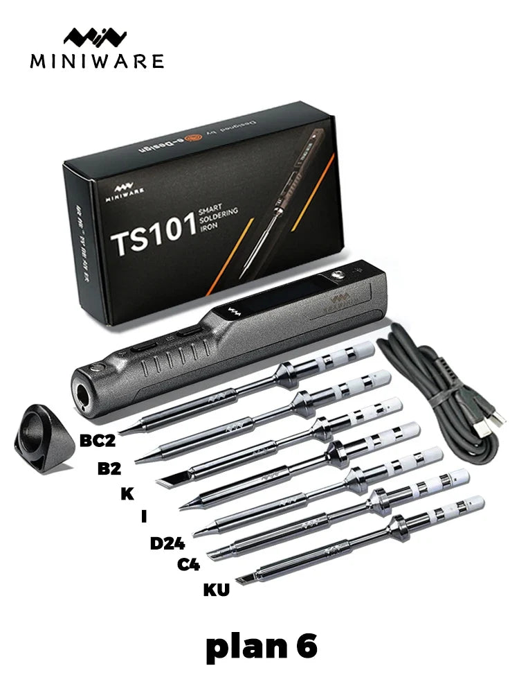 TS101 65W Mini Soldering Iron - Portable Adjustable Temperature LCD with Tip Set Upgrade