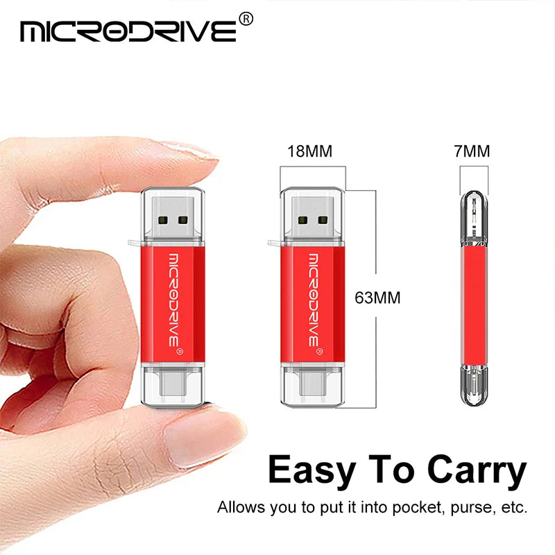 Pendrive Type C OTG USB Flash Drive - 128GB, 64GB, 32GB, 16GB, 8GB, 4GB High-Speed Memory Stick for Type-C Devices