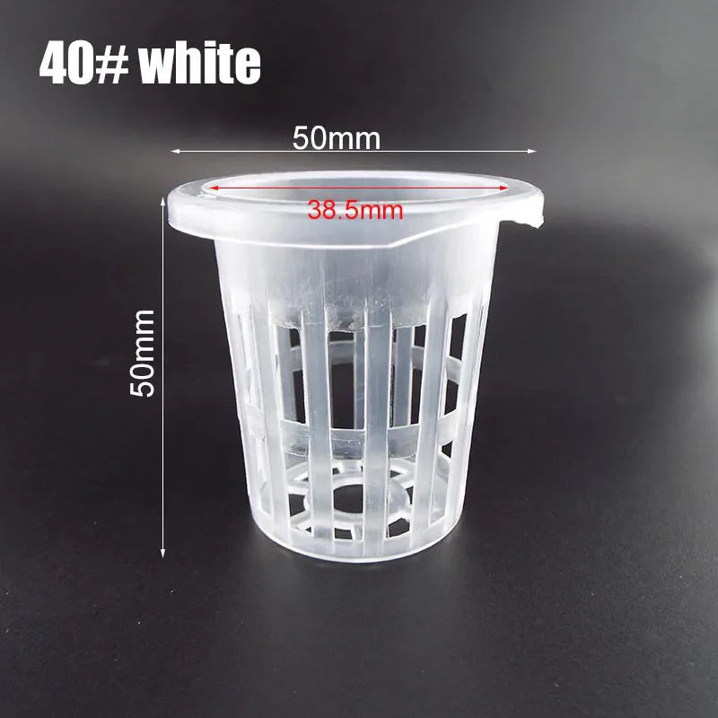 50pcs Hydroponic Mesh Net Baskets — Soilless Plant Nursery Cups for Veggie & Clone Growth
