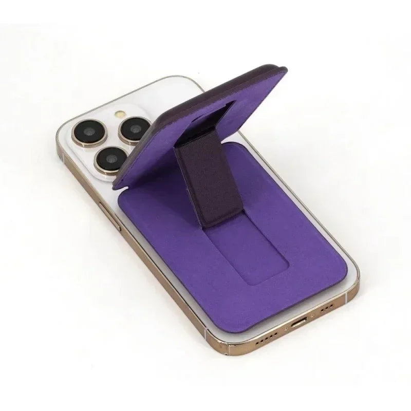 Strong Magnetic Leather Wallet with Hidden Stand – MagSafe Case & Card Holder for iPhone 13, 14, 15 Pro Max