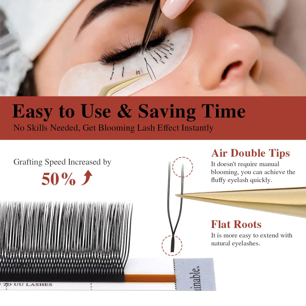 NAGARAKU U-Shape YY 2D UU Mink Eyelash Extensions — Natural Soft Premium Brazilian Cilios Lashes