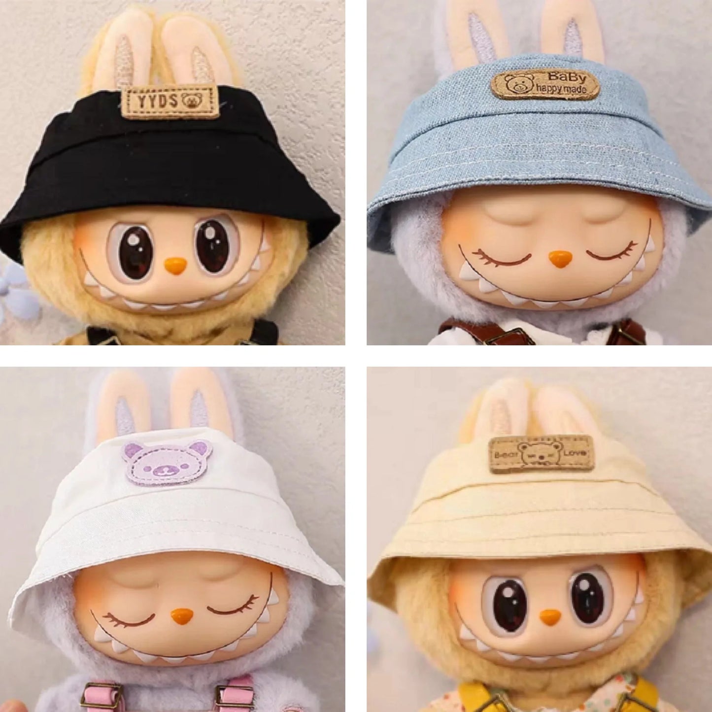 17cm Labubu Doll Clothes Set - Macaron Overalls with Color-Matched Accessories for Dolls